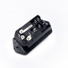 JEC 10A 250V JR-101-1FR1-02 3 IN 1 AC POWER BLACK  Push Button Switch SOCKET